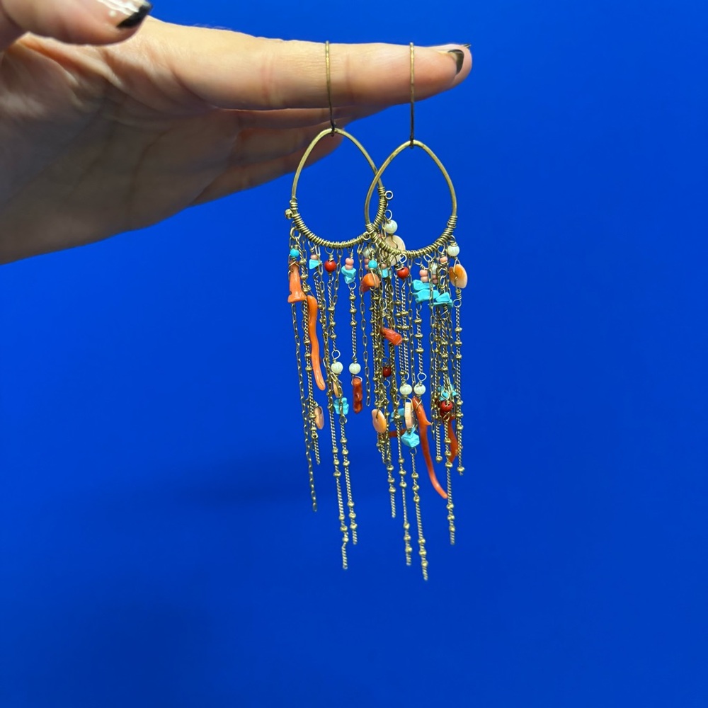 Bohemian Gold and Multicolor Dangle Earrings